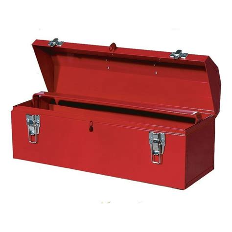 small plastic red box with two metal|Portable Tool Storage Box With Trays, Red .